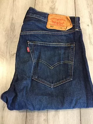 Men's Levi's 501 Jeans 34  Waist X 34  Leg Dark Blue • $24.87