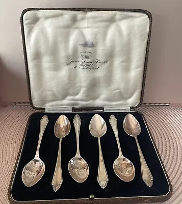 Antique 1905 James Dixon & Sons Boxed Set 6 Coffee Spoons • $45