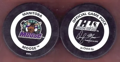 GAME PUCK - MANITOBA MOOSE 1999-2000 IHL White Ring Moss Back - #BL • $29.99