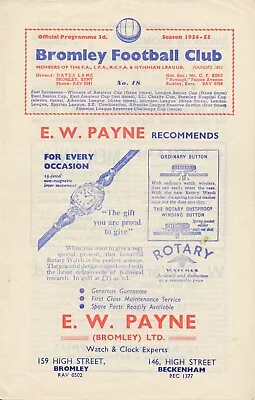 Bromley V Walthamstow Avenue (Isthmian League) 1954/1955 • £7.99