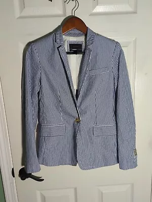 J.Crew Women's Size 0 Blue-white Pin Stripes Cotton Regent Blazer Jacket • $30