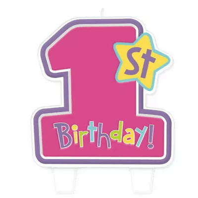 1st Birthday Pink Candle Party Supplies Decorations • $9.95