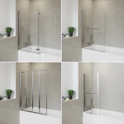 Hinged Pivot Folding Shower Bath Screen P L Shape Easy Clean Glass Door Panel • £80.95