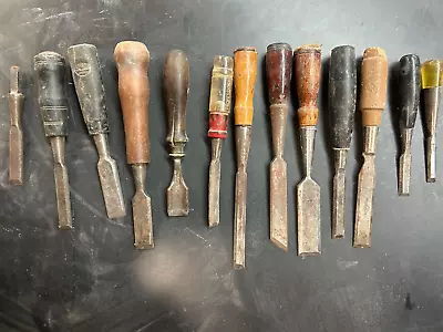 Vintage Woodworking Tools Lot Used - Mixed Variety Chisels From Different Makers • $10