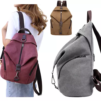 $39.99 • Buy Mens Womens Canvas Backpack Bag Sports Work Travel Carry Backpack Bags