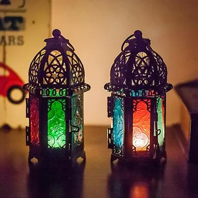Vintage Hanging Glass Moroccan Style Lantern Candle Holder  232s • $9.72
