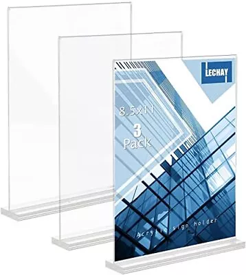 3 Pcs Acrylic Sign Holder 8.5 X 11  Table Menu Display Stand Holder Suitable • $20.38