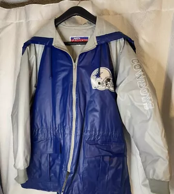 Vintage NFL Dallas Cowboys Game Day Rain Jacket Coat Retro Sz Large Lined Filled • $32