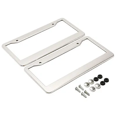 2PCS Chrome Stainless Steel License Plate Frame Tag Cover Metal With Screw Caps • $6.90