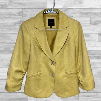The Limited Women’s Blazer Jacket XS Lined Ruched Sleeves Mustard/Yellow Button • $17
