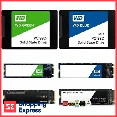 $35 • Buy WD 1TB 2TB 500GB SSD 2.5  M.2 Sata Blue Green Black Internal Western Digital 