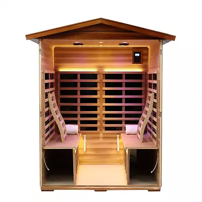 Outdoor Sauna 4Person Far Infrared Sauna For Home 2050W Wood Sauna Spa With Lamp • $3969.62