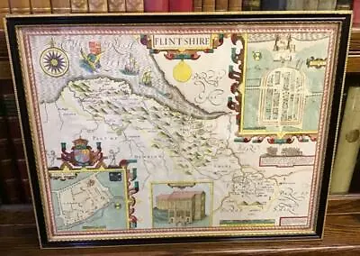 1620 Original 17th Century JOHN SPEED MAP Of FLINTSHIRE North Wales COLOURED • £480