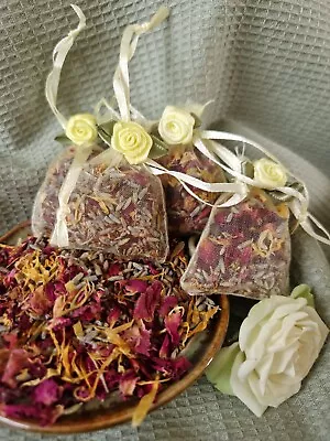 Homemade Organic Rose & Lavender Pot Pourri In Yellow Organza Bags • £8