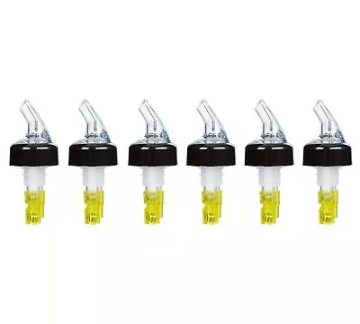 (Pack Of 6) Measured Liquor Bottle Pourers 1.5 Oz Clear Spout W/ Yellow Tail • $21.88