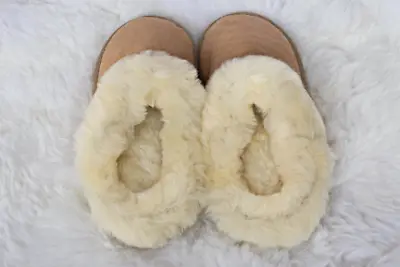 £41.99 • Buy Ladies/Women Sheepskin Home Slippers Wool Shoes Boots Warm Cozy Fur Hard Sole