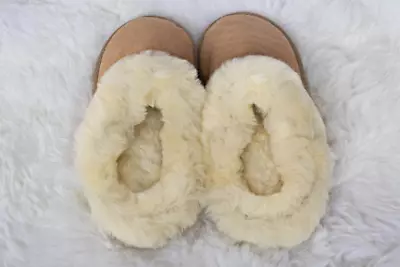 £41.99 • Buy Ladies/Women Sheepskin Home Slippers Wool Shoes Boots Warm Cozy Fur Hard Sole