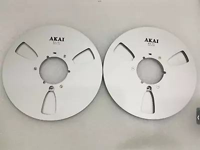 Akai 10.5  Metal Reel To Reel 1/4  Tape Take Up Reels  PAIR (2) Original. • $155