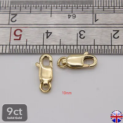 9ct Solid Gold Lobster Trigger Jewellery Clasps 8.4mm 10mm For Bracelet Necklace • £25.99