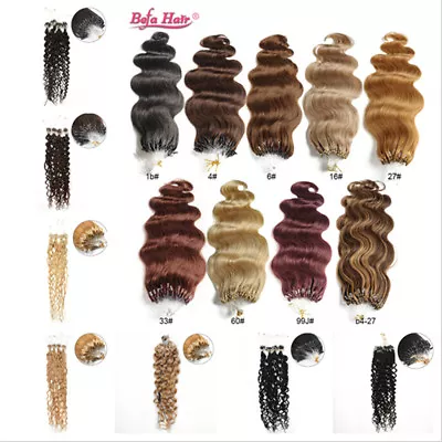 8A 20Inch Wavy&curly Loop Micro Rings Beads Ombre Remy Human Hair Extensions  • $42.96