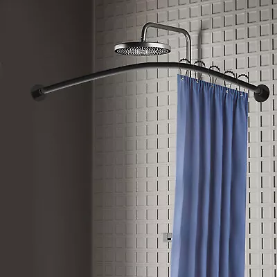 Curved Shower Curtain Rod Stainless Steel Bathroom Bath Pole Rail Adjustable New • $42.75