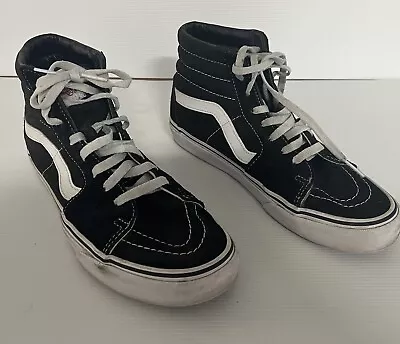 Mint Vans Sk8 Hi Skateboard Shoes Black Runners Mens Size 8 Women 9.5 • $22.95