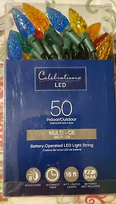 Celebrations LED Battery Operated C6 Multi Function String Lights Multi Color  • $10
