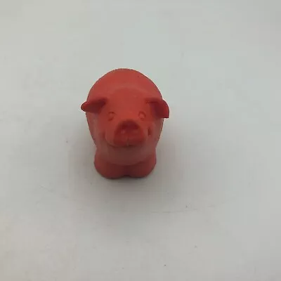 Adorable Toy Pig Red Rubber Hollow Mini Miniature Vintage Cute  U6 • $8.46