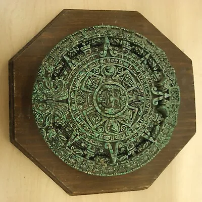 Mayan Calendar Green Malachite Aggregate Wood Wall Decor Mexico Latin  • $29.99