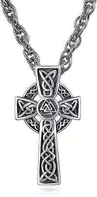 Celtic Knot Necklace Sterling Silver Asatru Shield Pendant Good Luck Irish Jewel • $88.84