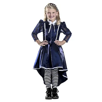 Child Girl's Alicia In Wonderland Halloween Costume Dress Leggings Headband S M • $17.77