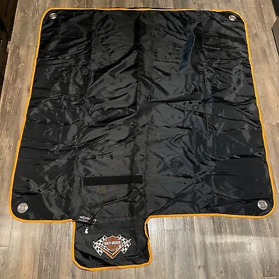 Harley Davidson Motorcycle Black Roll Up Blanket Tarp Fleece Lined  54 X 58 • $59.99