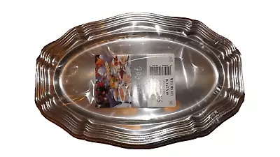 £11.95 • Buy 5 X Hard Plastic Silver Oval Serving Trays Platters Wedding Party 40cm X 27cm