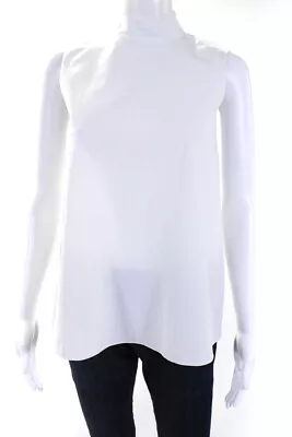 Theory Womens White Cotton High Neck Zip Back Sleeveless Blouse Top Size P • $34.81
