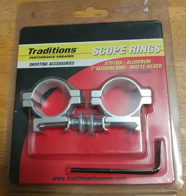 Traditions Scope Rings A791MA 1  Med Fit Weaver Style Base Matte Silver Aluminum • $14.99