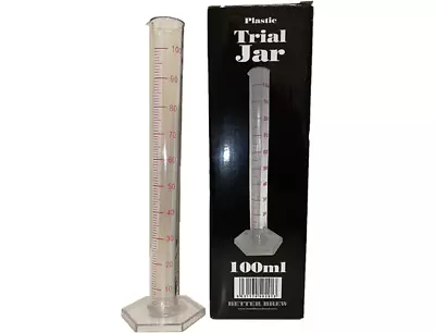 100ml PLASTIC Measuring Cylinder Test Tube Trial Jar - Home Brewing • £6.99