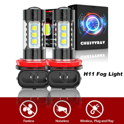 2X LED Fog Light Bulbs H8 H11 Fog Light Bulb White 6500K High Power DRL Lamps • $9.99