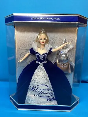 Mattel Barbie Doll Millennium Princess 2000 Blonde Doll W Ornament Blue NRFB 1 • $17.90