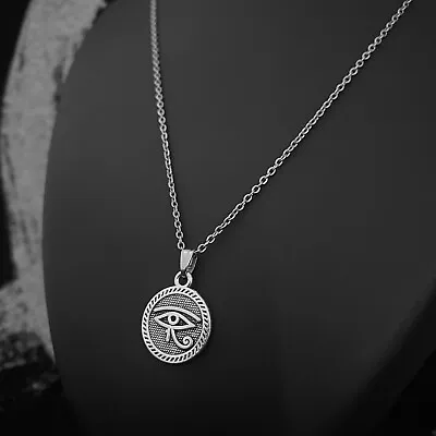 Unisex Trendy Silver Egyptian Eye Of Horus Pendant Link Chain Necklace Gift UK • £3.99