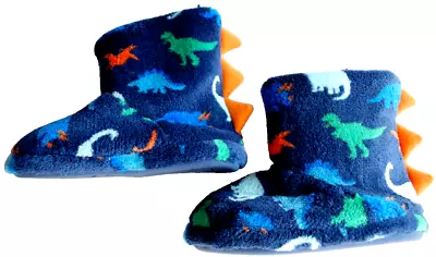 M&S Kids Dinosaur Slipper Boots Fully Fleece Lined Size 7 Kids FREE POSTAGE • £5.49