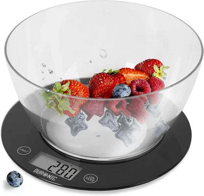 Duronic KS7000 Digital Kitchen Scales With Bowl LCD Display 10kg - Black/Clear • £17.99