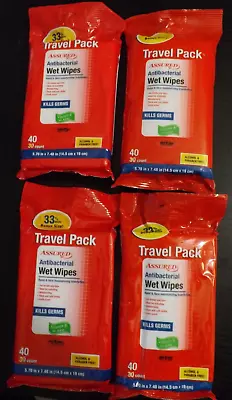 4 NEW Assured Wet Wipes Cloths Travel Pk 160ct Vitamin E + Aloe Moist Towelettes • $25