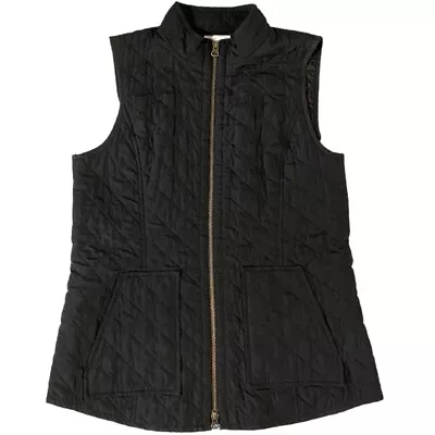 J. Jill Heritage Quilted Vest Black Full Zip Pockets Womens Sz Small • $19.99