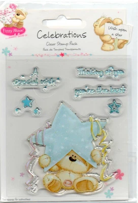 £2.50 • Buy Clear Stamp Card Making - FIZZY MOON - WISH UPON A STAR - CELEBRATIONS