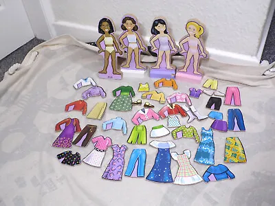 Melissa & Doug Magnetic Dress-Up Wooden Doll Toy Tops And Tights Best Friends • £10