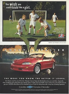 1999 Chevy Cavalier Z24 Convertible Mia Hamm Vintage Print Ad Advertisement • $8.98