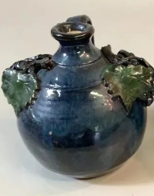 Bobby Ferguson 1933-2005 - Grape & Leaf Applied Blue Glaze Jug-gillsville Ga • $150.75