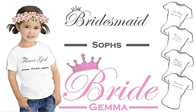 £1.49 • Buy Personalised Pink Grey  Bride Bridesmaid Flower Girl Hen Party Iron On Transfer