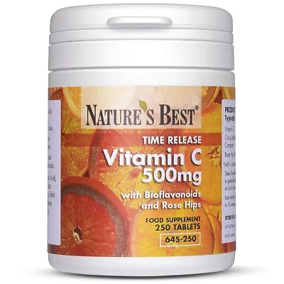 Vitamin C 500mg - High Strength Longer Acting - 250 Vegan Tablets - Time Release • £13.99