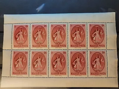 Hungary 1949 Mnh Sheetlet Of 10 Alexander Puskin Perf.on Left Edge Type Mi.1039 • $99.99